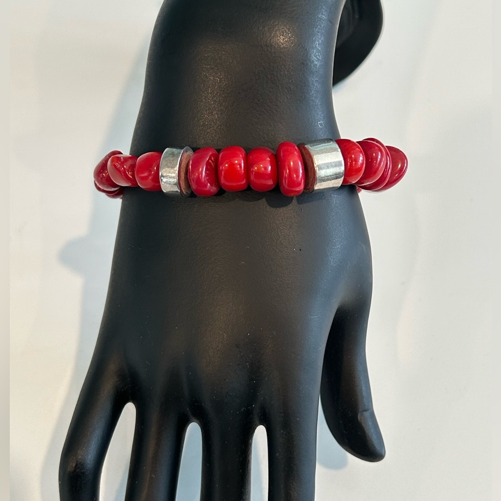 Robert Lee Morris Sterling Coral Toggle Bracelet